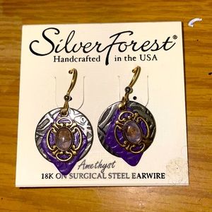 Silver Forest Amethyst Earrings